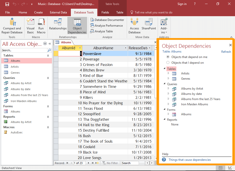 Überprüfen Sie die Objektabhängigkeit