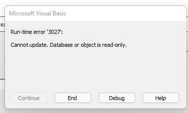 Access kann die Datenbank nicht aktualisieren