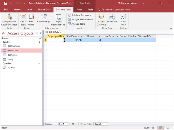 Microsoft Access Nicht angezeigte