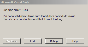 Repareren Access Fout 3125 is geen geldige naam