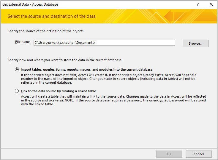 Microsoft Access-Fehler 7856