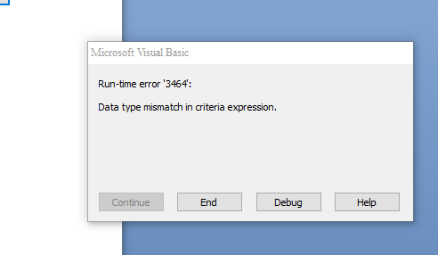 MS Access-Fehler 3464 