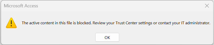 Microsoft Access: Der aktive Inhalt dieser Datei ist blockiert