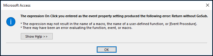 Access the Expression After Update You Entered Fehler