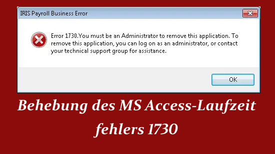 Behebung des MS Access-Laufzeit fehlers 1730